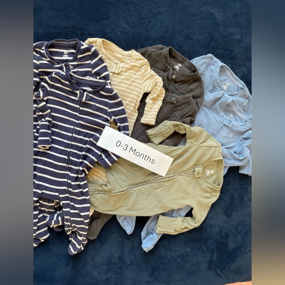 GAP Bundle! 8 Boys Zipper Sleeper Onsies - Navy, Beige, Black, Blue, Olive EUC